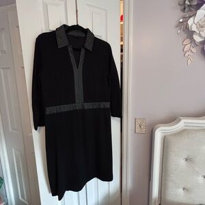 Talbots Faux Leather Trim Sheath Dress- Size 12 - (Work/Dinner/Classic)